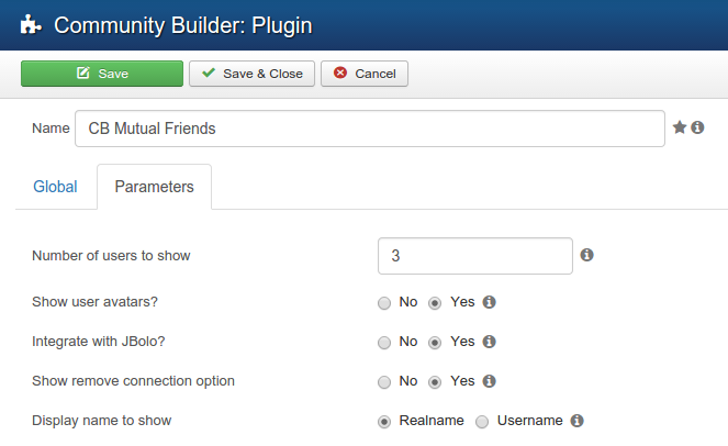 CB mutualfriends plugin parameters