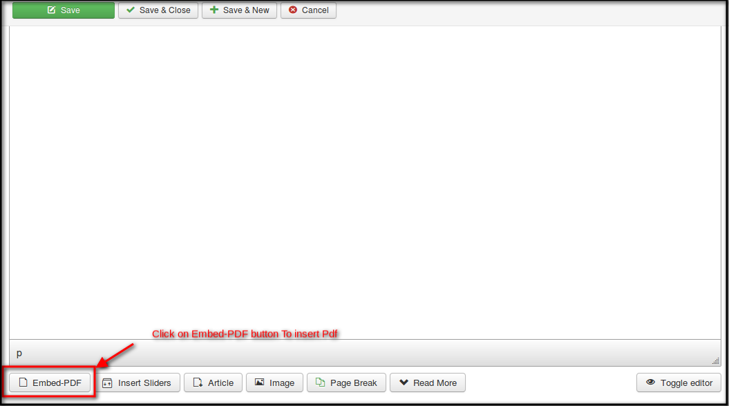 pdf embed editor button