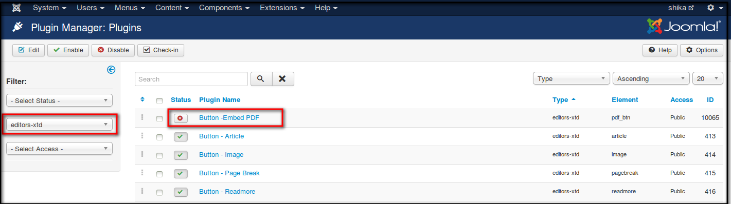 pdf embed enable editorxtd plugin