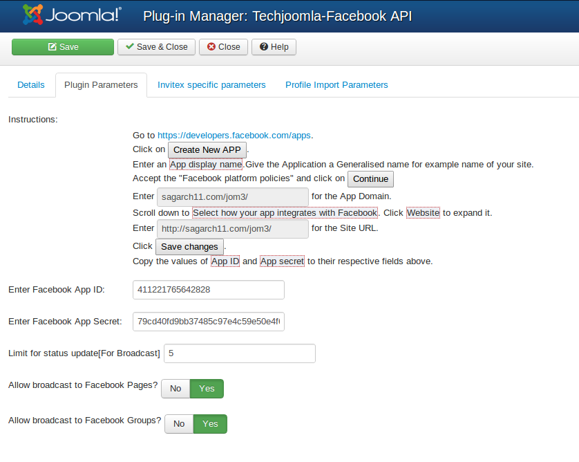 techjoomla API pluginsettings