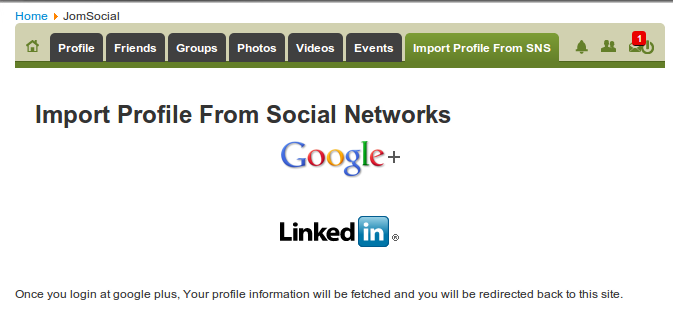 SNS profile import step1